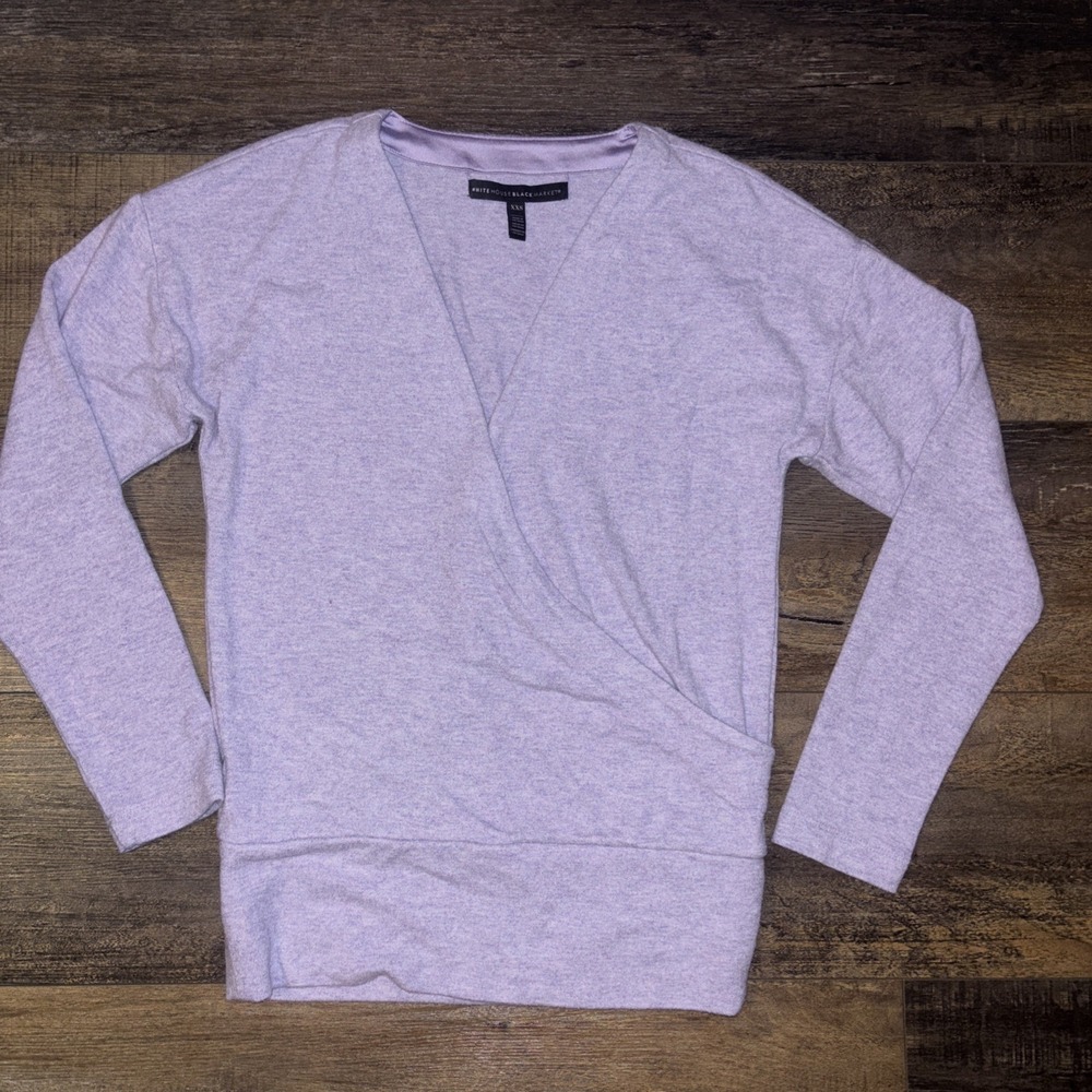 White House Black Market Knit Surplice Pullover Sweater Lavender XXS  Ballet
